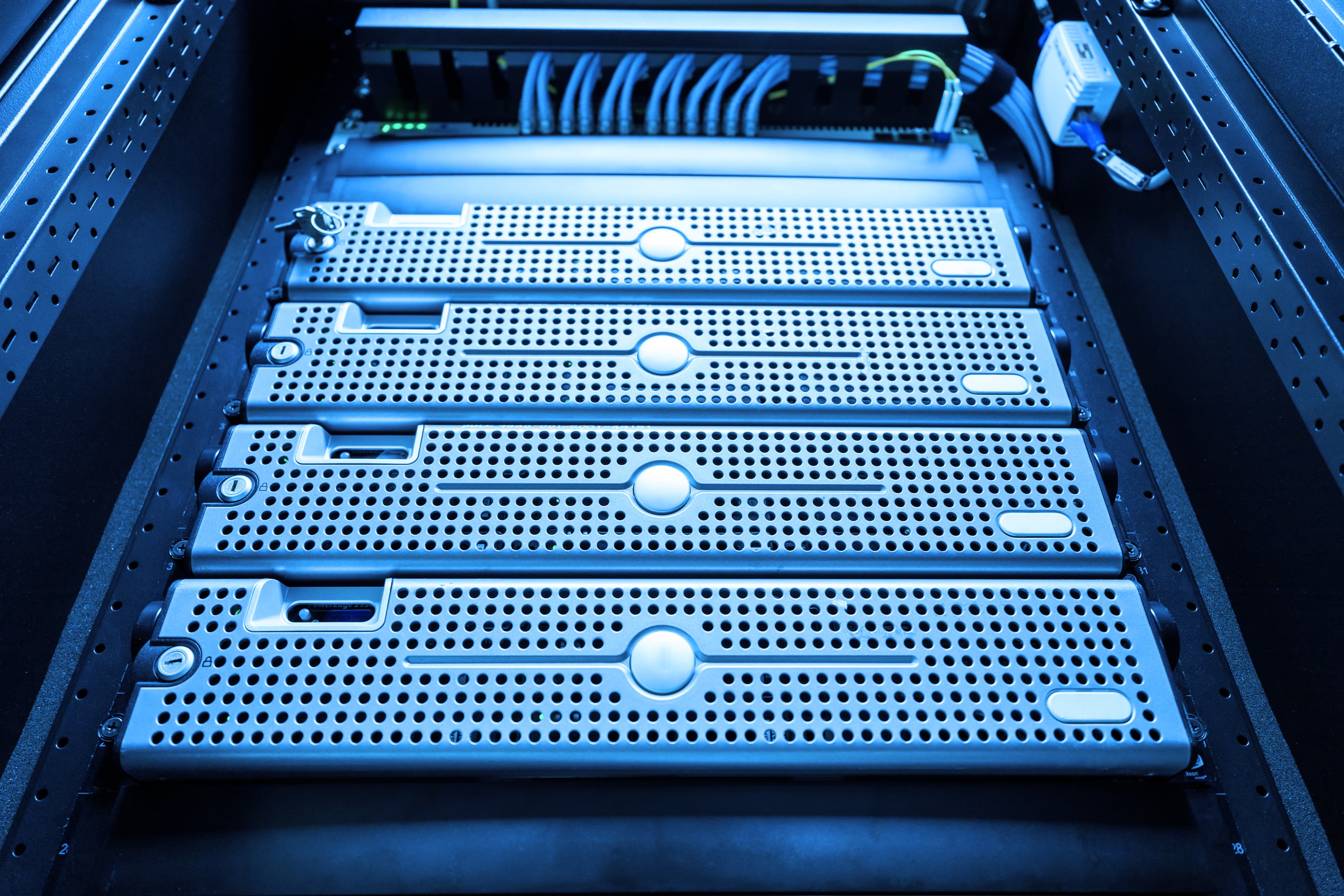 Rack-mounted servers with locking drive bays in a data center